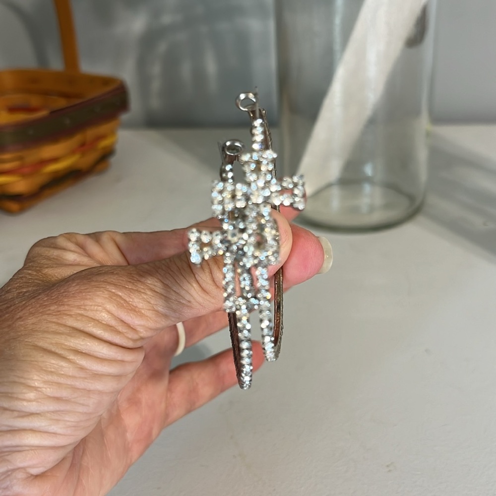 Big Rhinestone Cross Loops - Picture 7 of 11